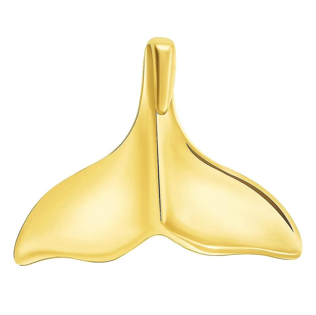 Solid 14k Yellow Gold Classic Dolphin Tail Fin Pendant