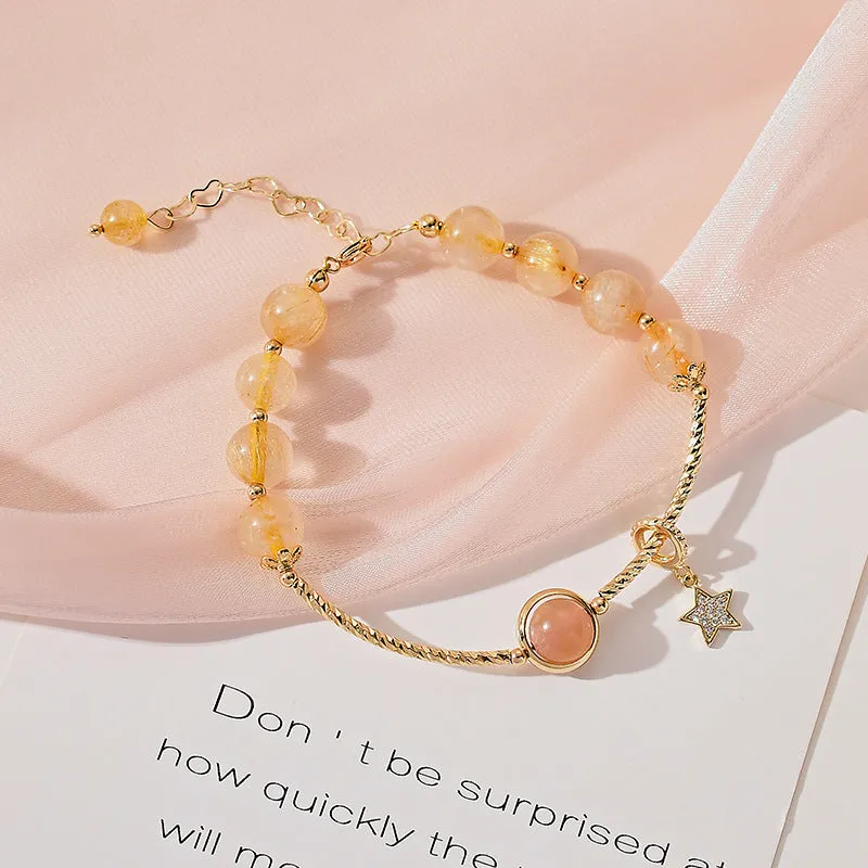 Sparkling Crystal Sunstone Bracelet for Women's Chic and Trendy Look - Sterling Silver Material