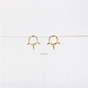 Spike Hoop Earrings, Huggies, Gold, Silver SHEMISLI SH093