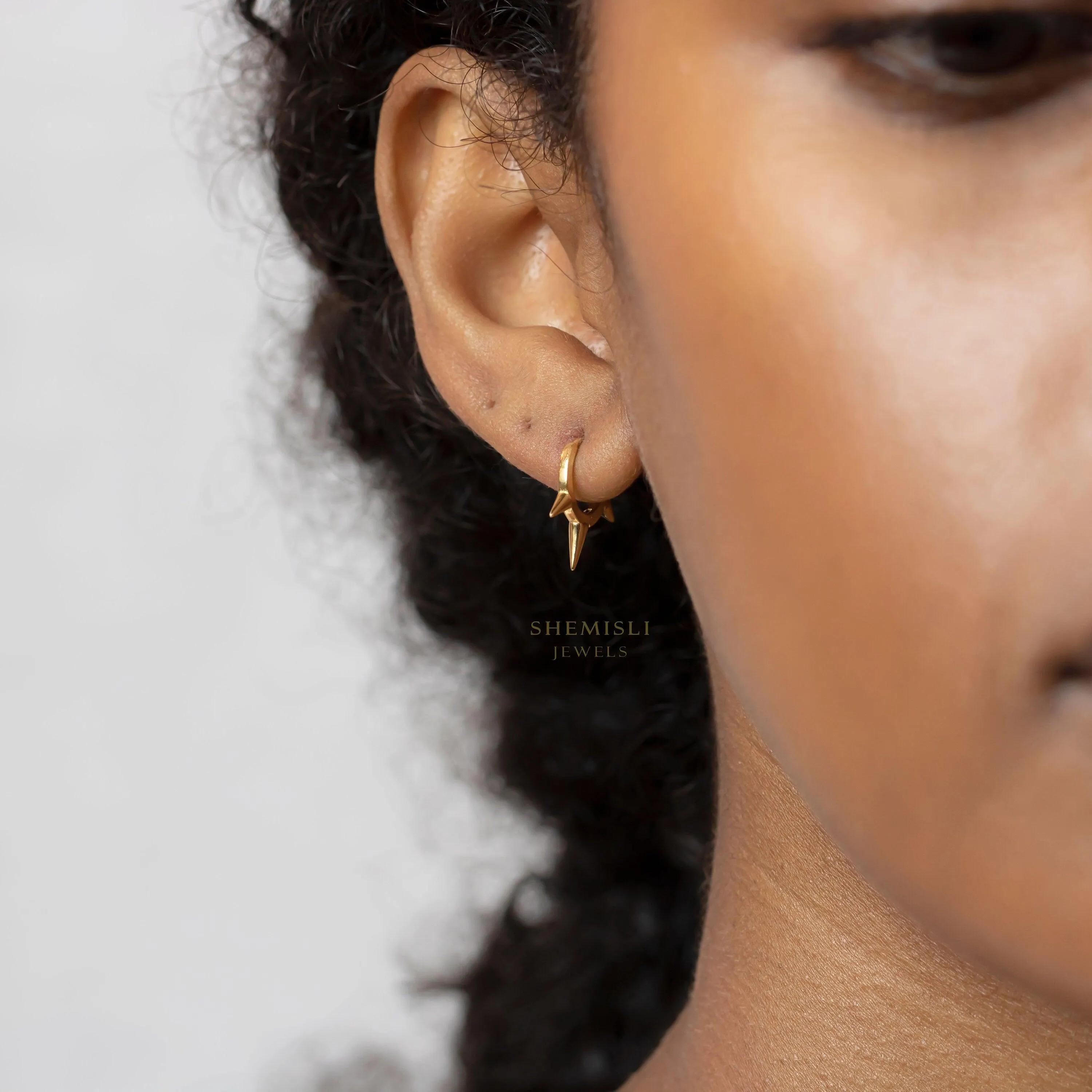 Spike Hoop Earrings, Huggies, Gold, Silver SHEMISLI SH093