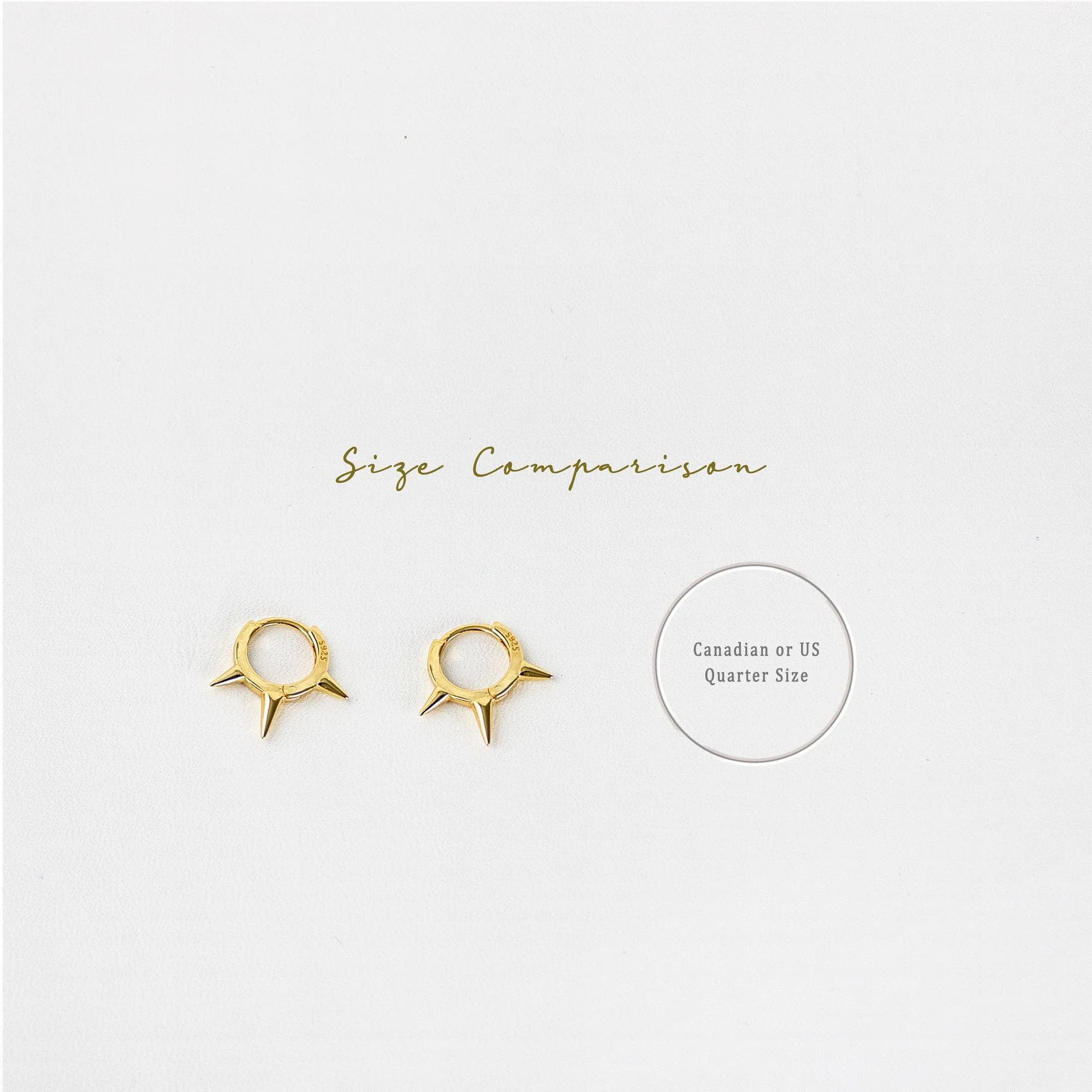 Spike Hoop Earrings, Huggies, Gold, Silver SHEMISLI SH093