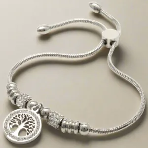 Steel Hearts Tree of Life Bead Bolo Bracelet