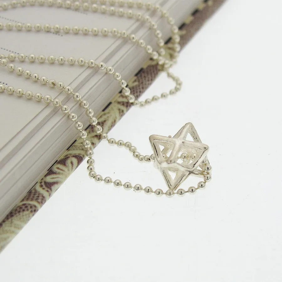 Sterling Silver 3d Star of David Pendant Necklace