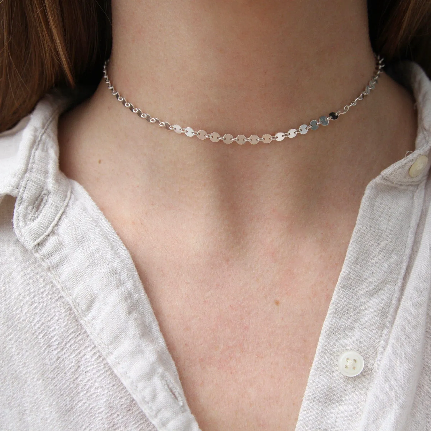 Sterling Silver Disc Choker