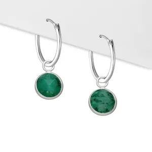 Sterling Silver Emerald Hoop Earrings