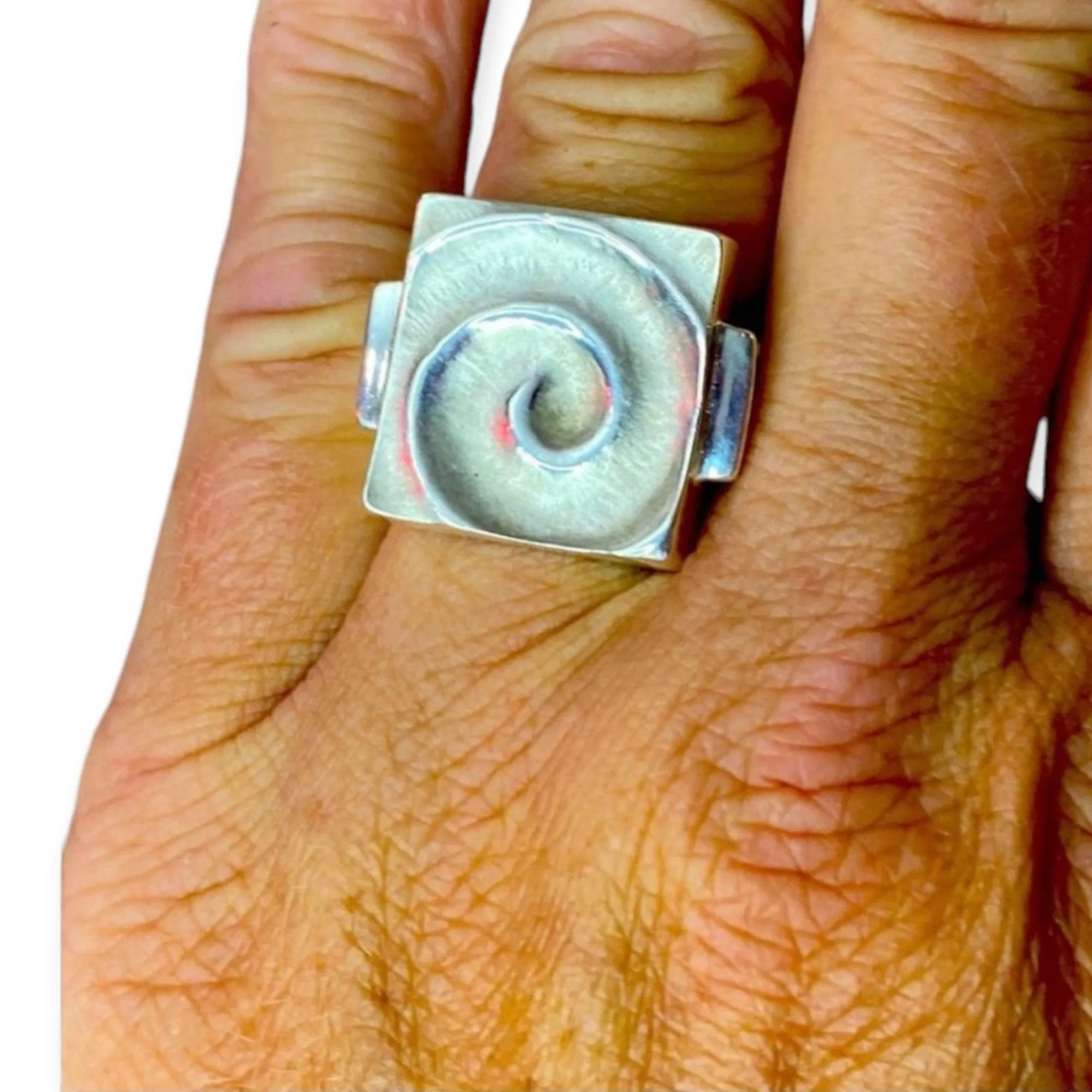 Sterling Silver Swirl Signet Ring