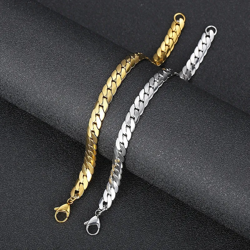 Stylish Men's Electroplated Stainless Steel NK Chain Bracelet - Ins Korea Design