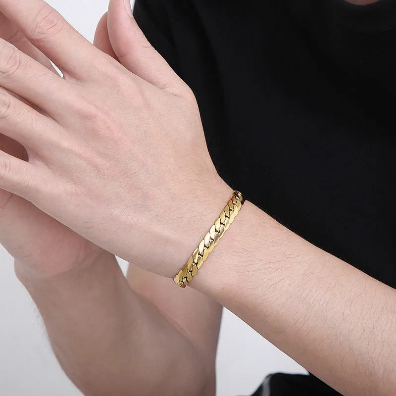 Stylish Men's Electroplated Stainless Steel NK Chain Bracelet - Ins Korea Design