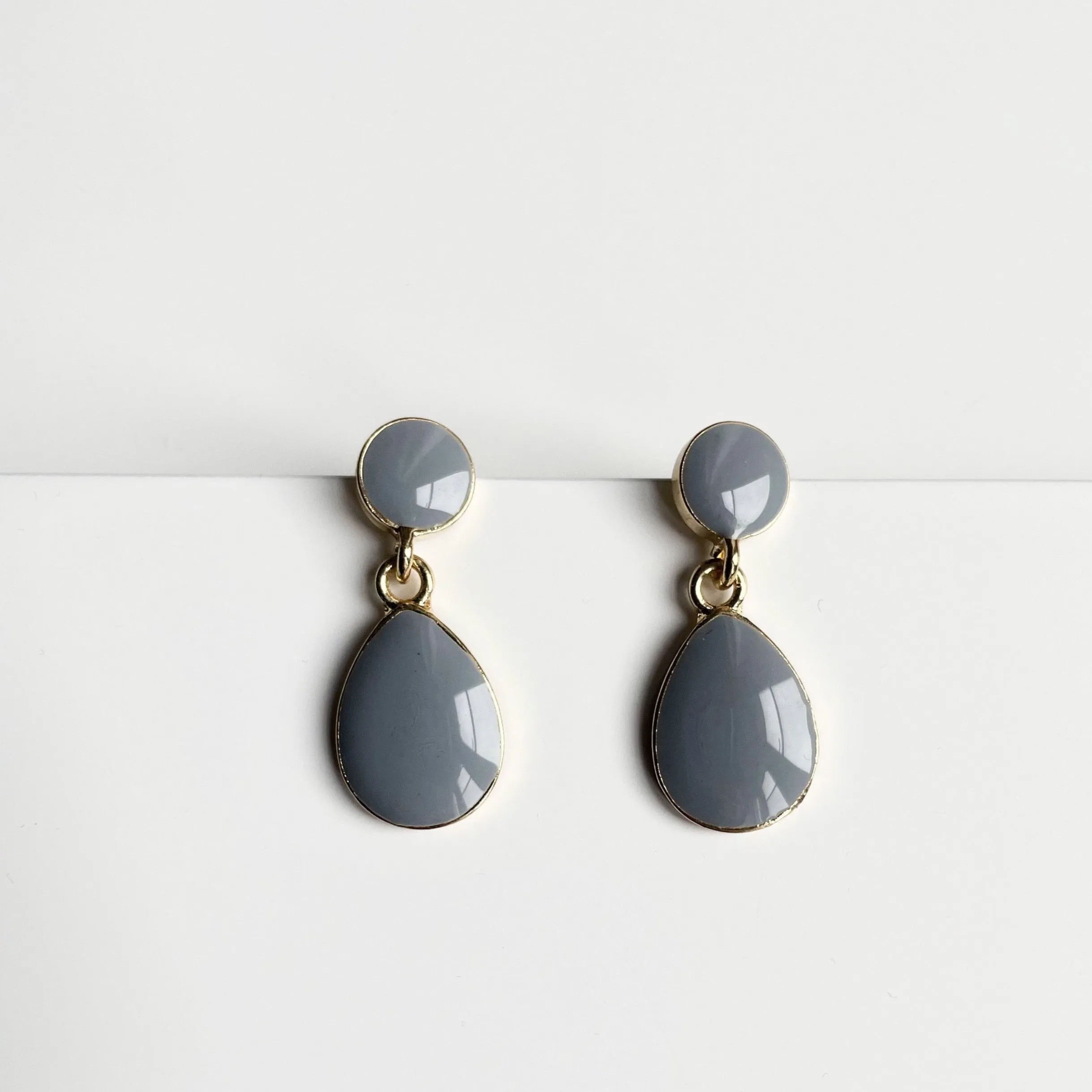 Terra Grey Enamel Drop Earrings