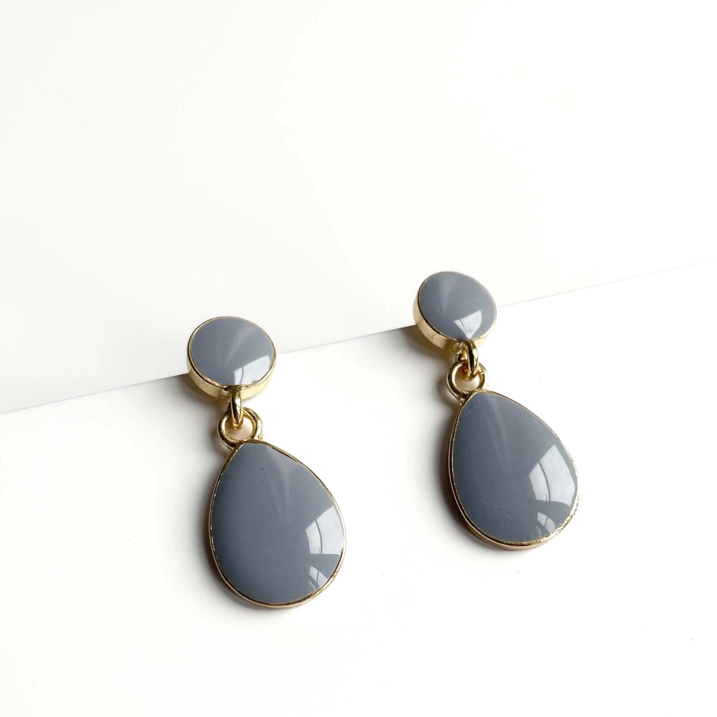 Terra Grey Enamel Drop Earrings