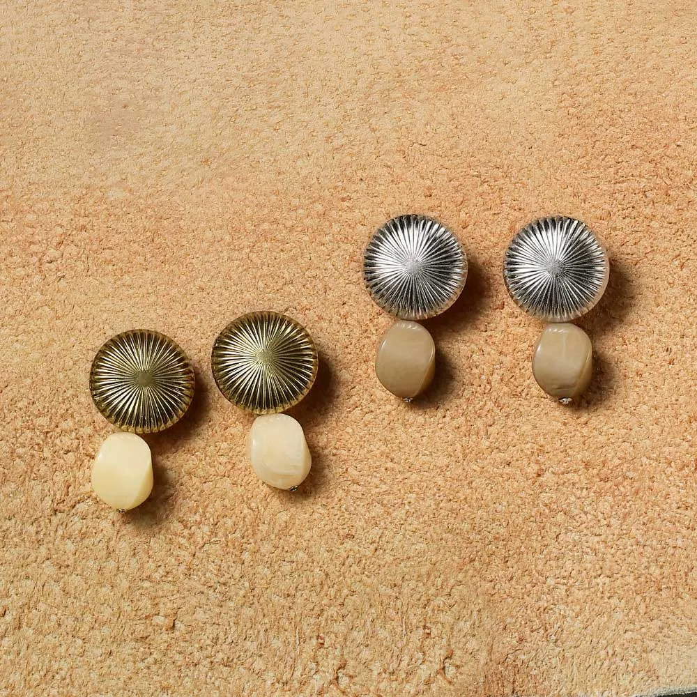 Textured Circle Bead Drop Earrings