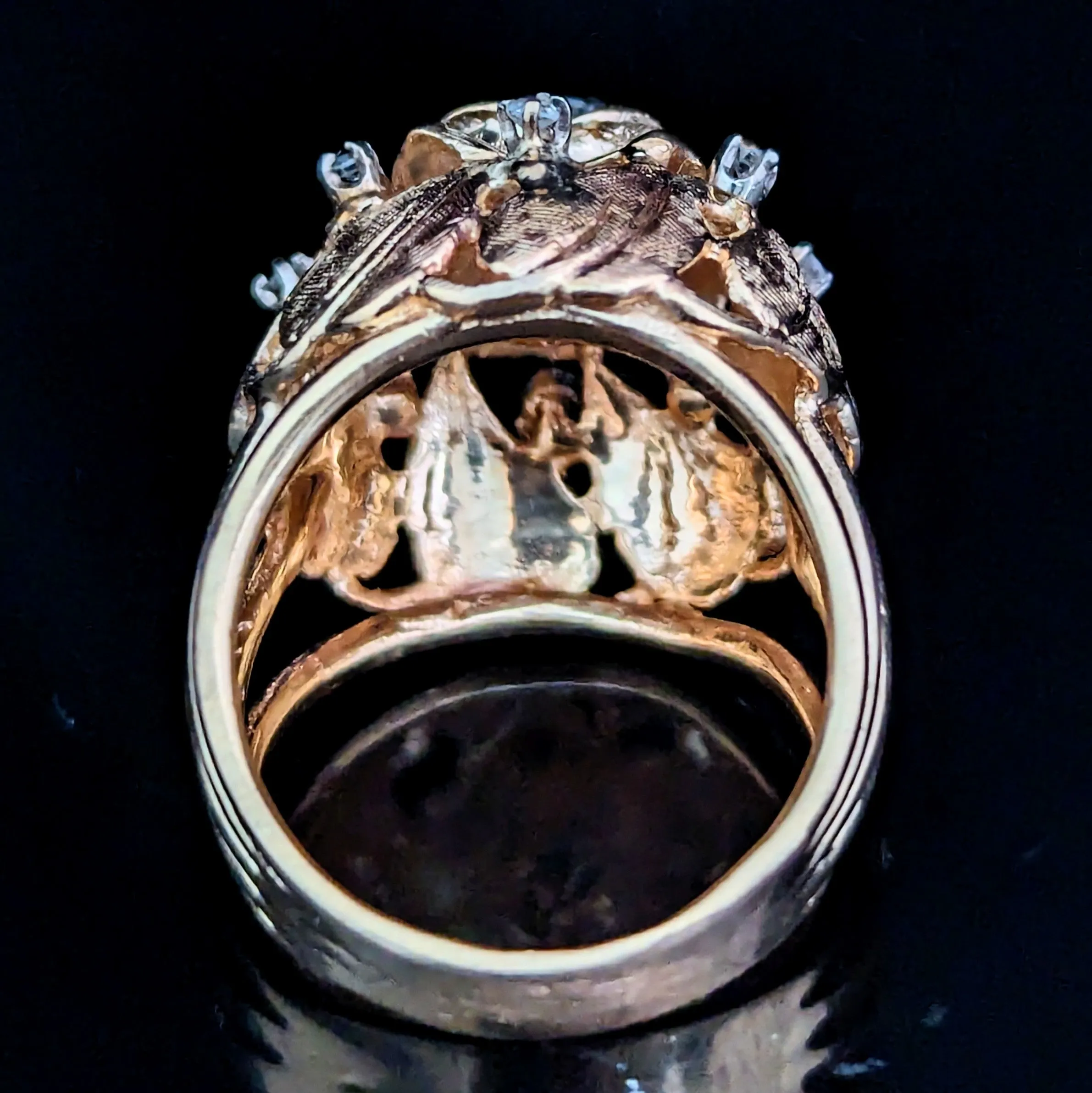 The Amboise - 1960s Diamond 14k Gold Floral Dome Cocktail Ring