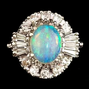 The Nederland - Vintage Opal Diamond 14k Gold Cocktail Ring