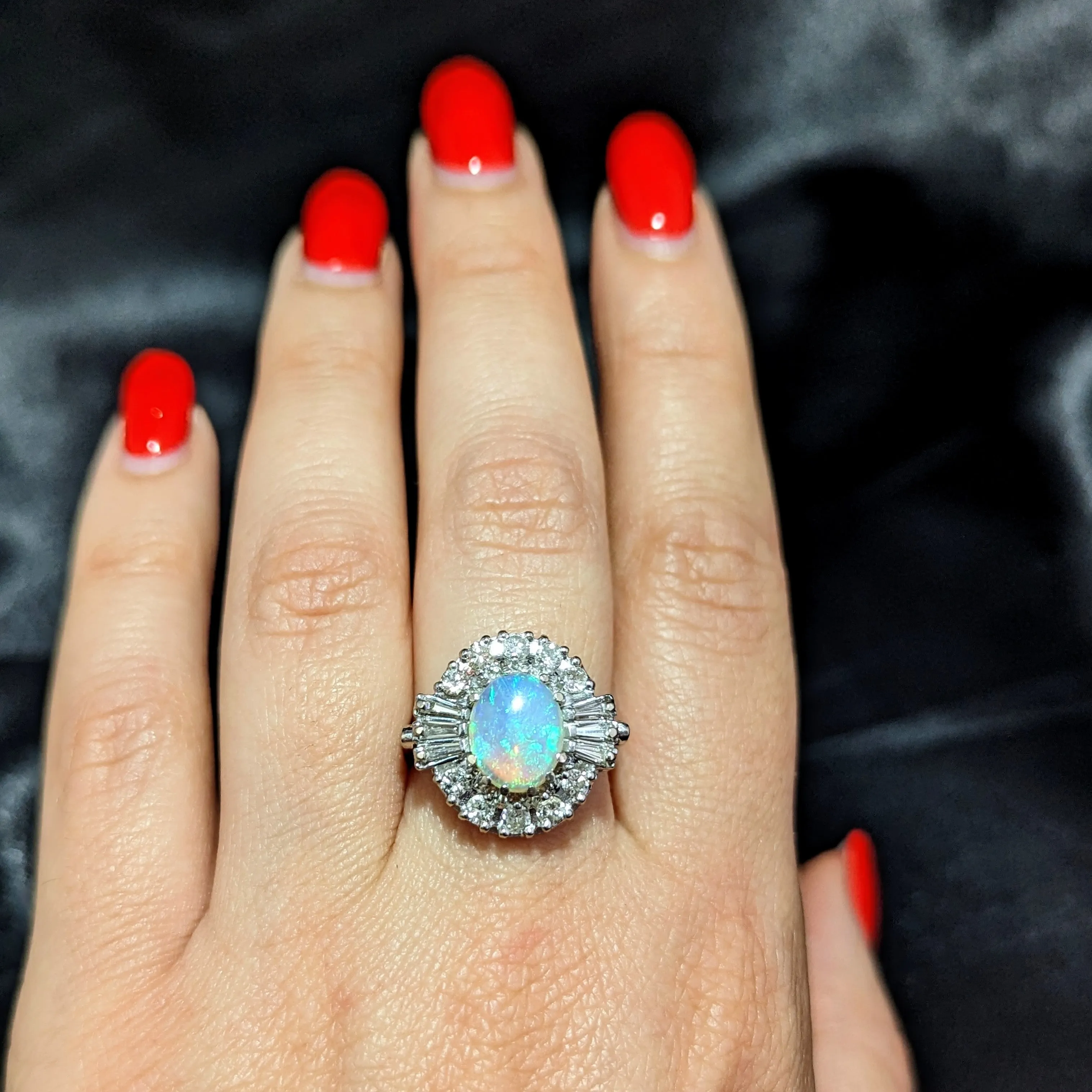 The Nederland - Vintage Opal Diamond 14k Gold Cocktail Ring