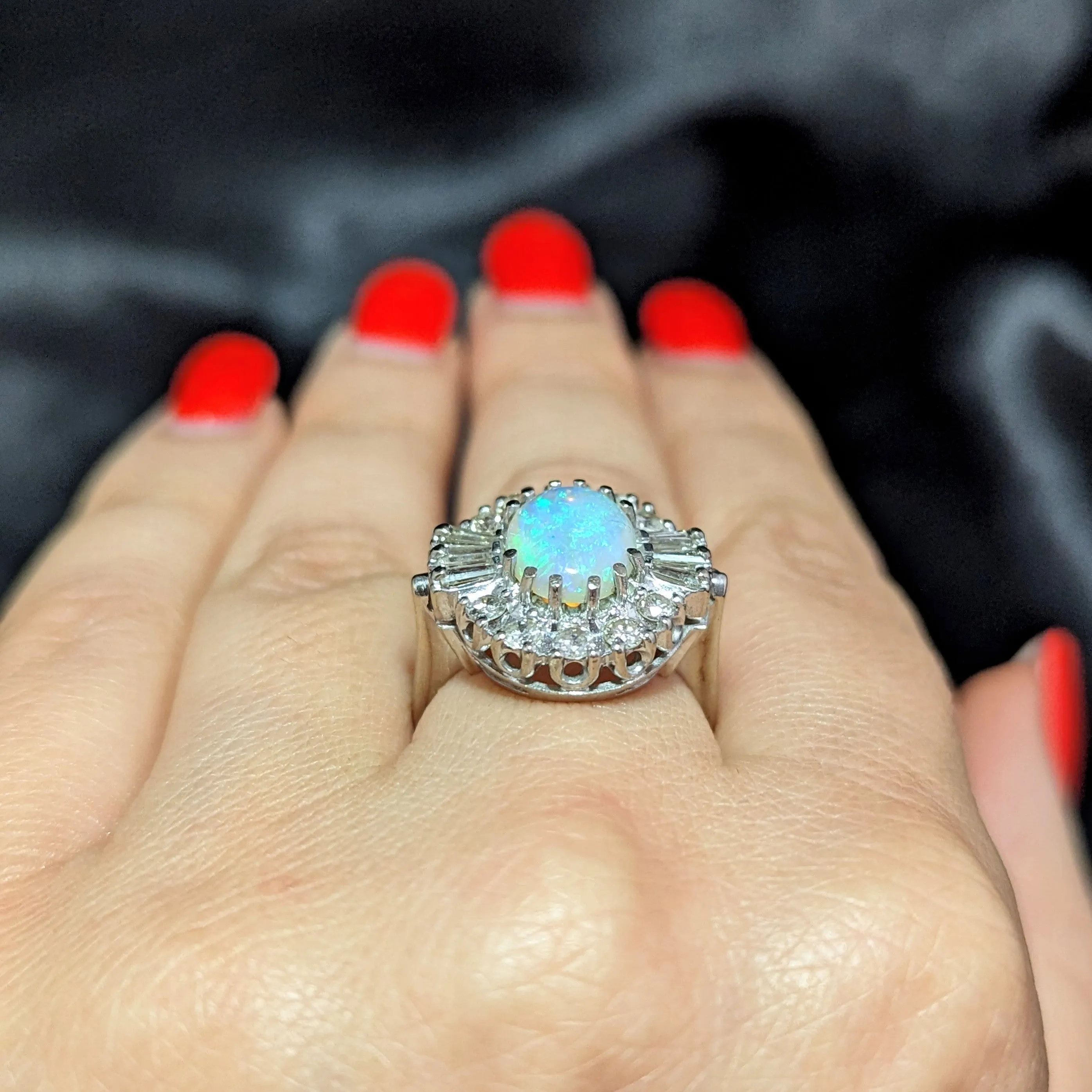 The Nederland - Vintage Opal Diamond 14k Gold Cocktail Ring