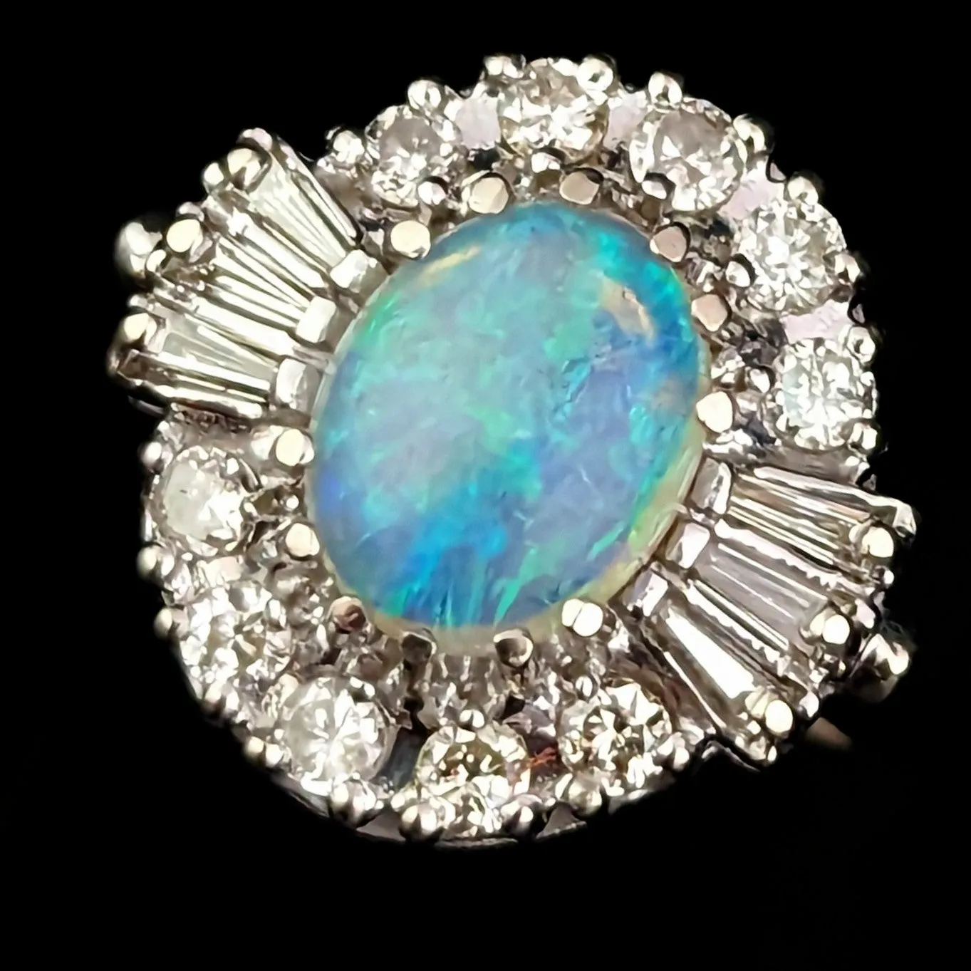 The Nederland - Vintage Opal Diamond 14k Gold Cocktail Ring