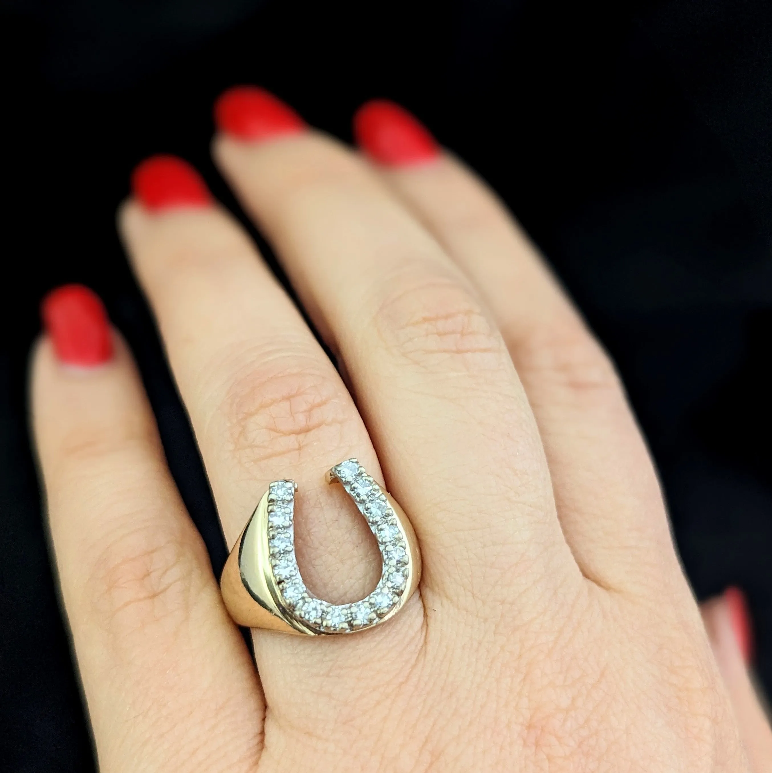 The Stowe - Vintage Diamond 14k Gold Lucky Horseshoe Ring