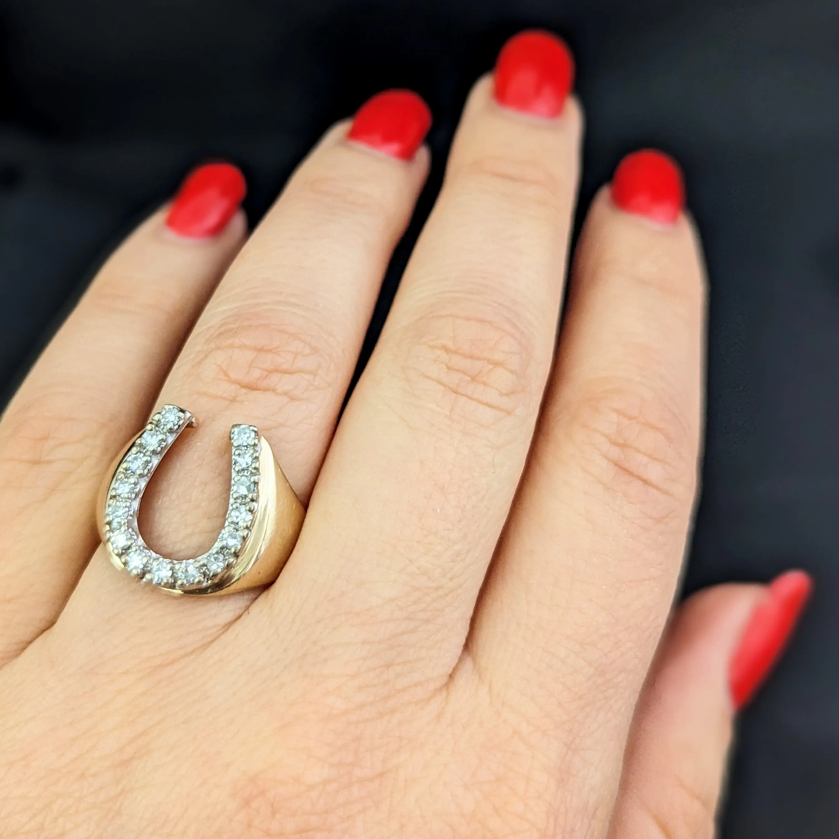 The Stowe - Vintage Diamond 14k Gold Lucky Horseshoe Ring