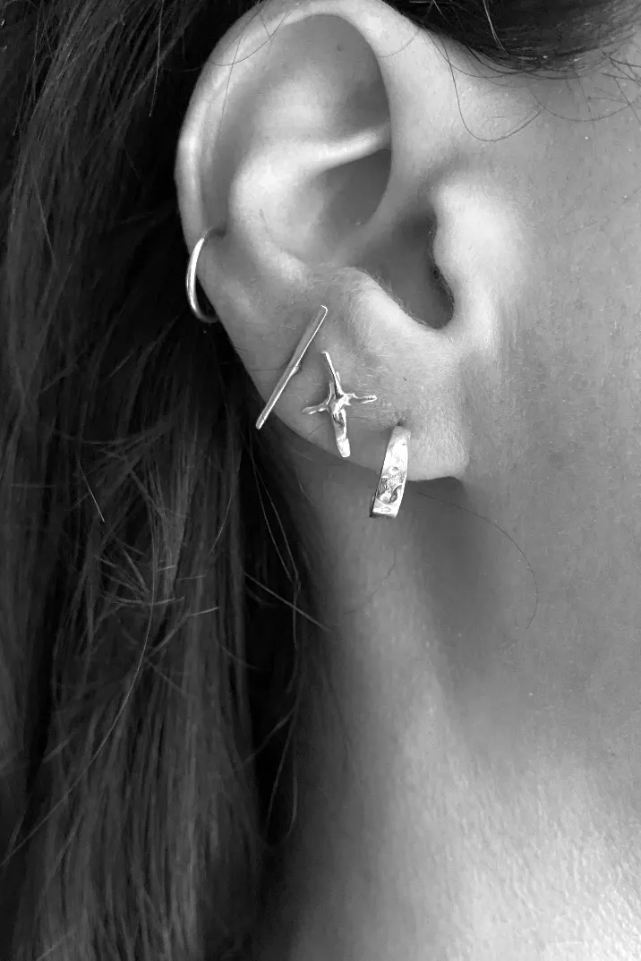 Tiny Battered Hoops | Silver