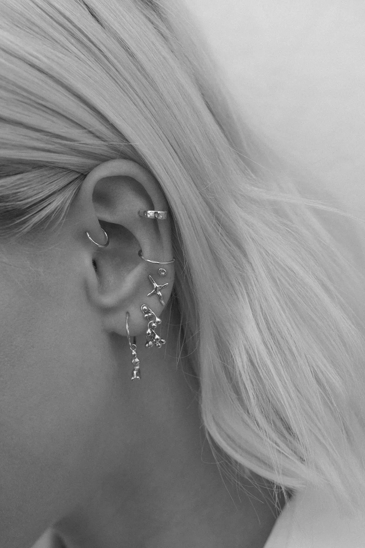 Tiny Battered Hoops | Silver