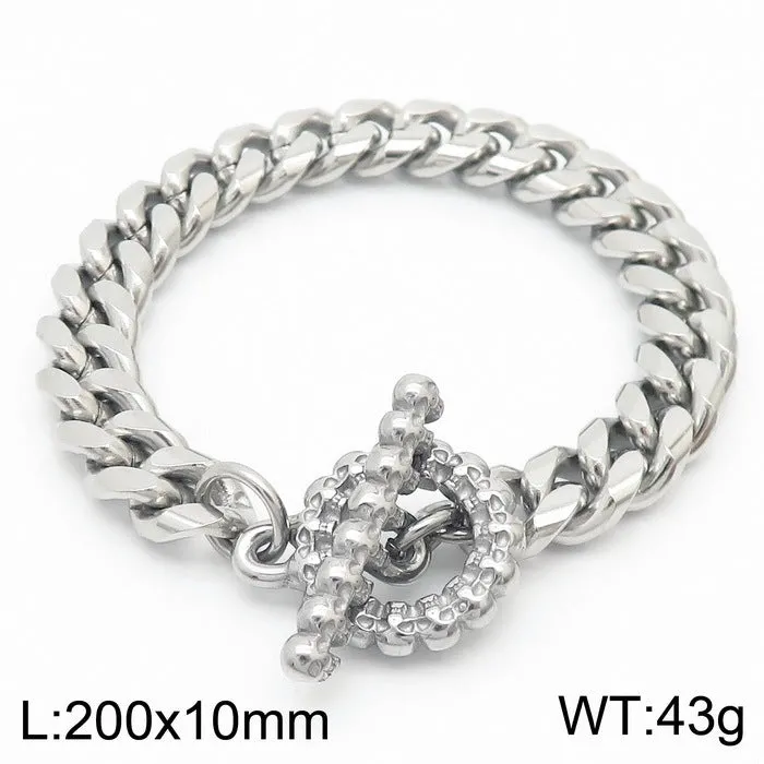 Trendy Skull Steel Couple Bracelet for Men and Women - Classic Niche Jewelry