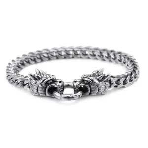 Trendy Stainless Steel Titanium Punk Bracelet for Men - Bold Dragon Design