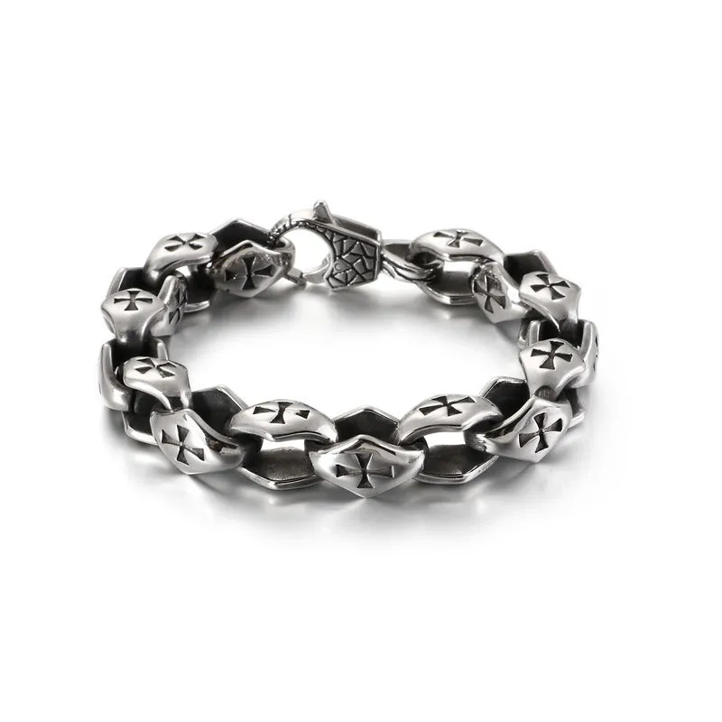 Trendy Titanium Steel Men's Bracelet with Cross Design