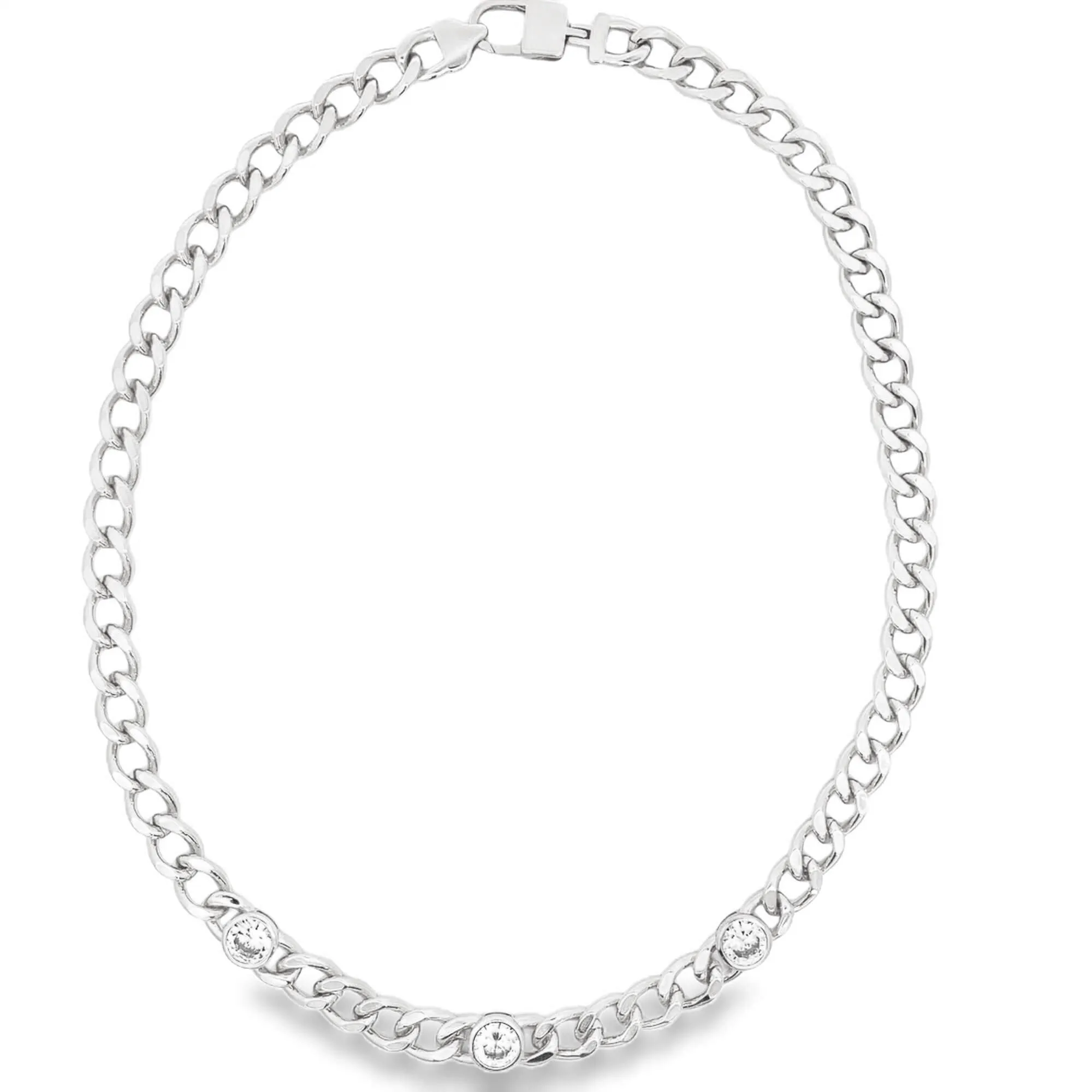 Triple CZ Gemstone Cuban Link Bracelet (H279/I130A)