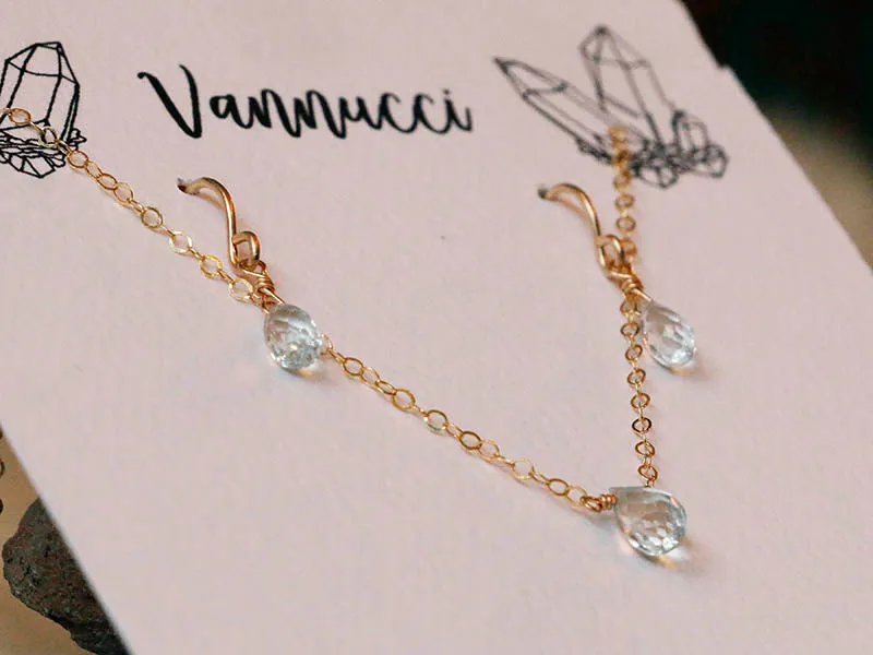 Vannucci Gold Aquamarine Teardrop Set