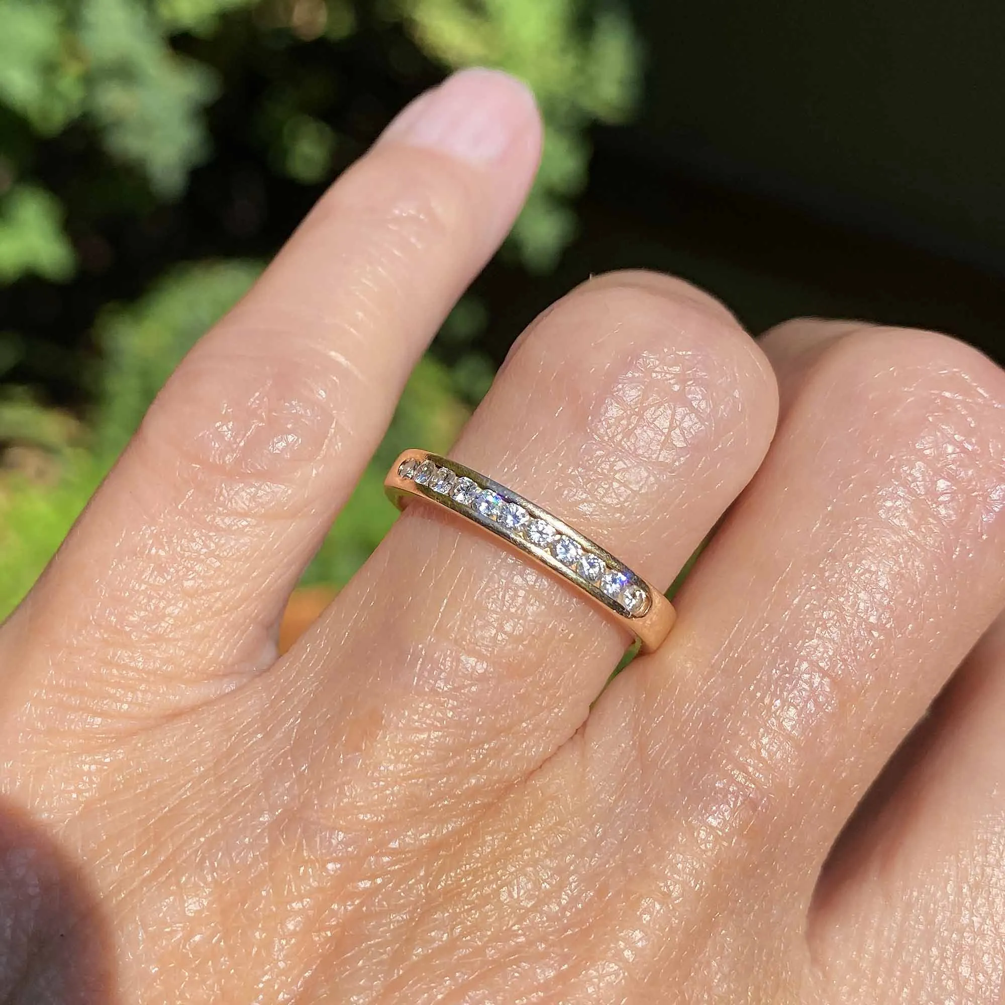 Vintage 14K Gold Half Eternity Diamond Ring Band