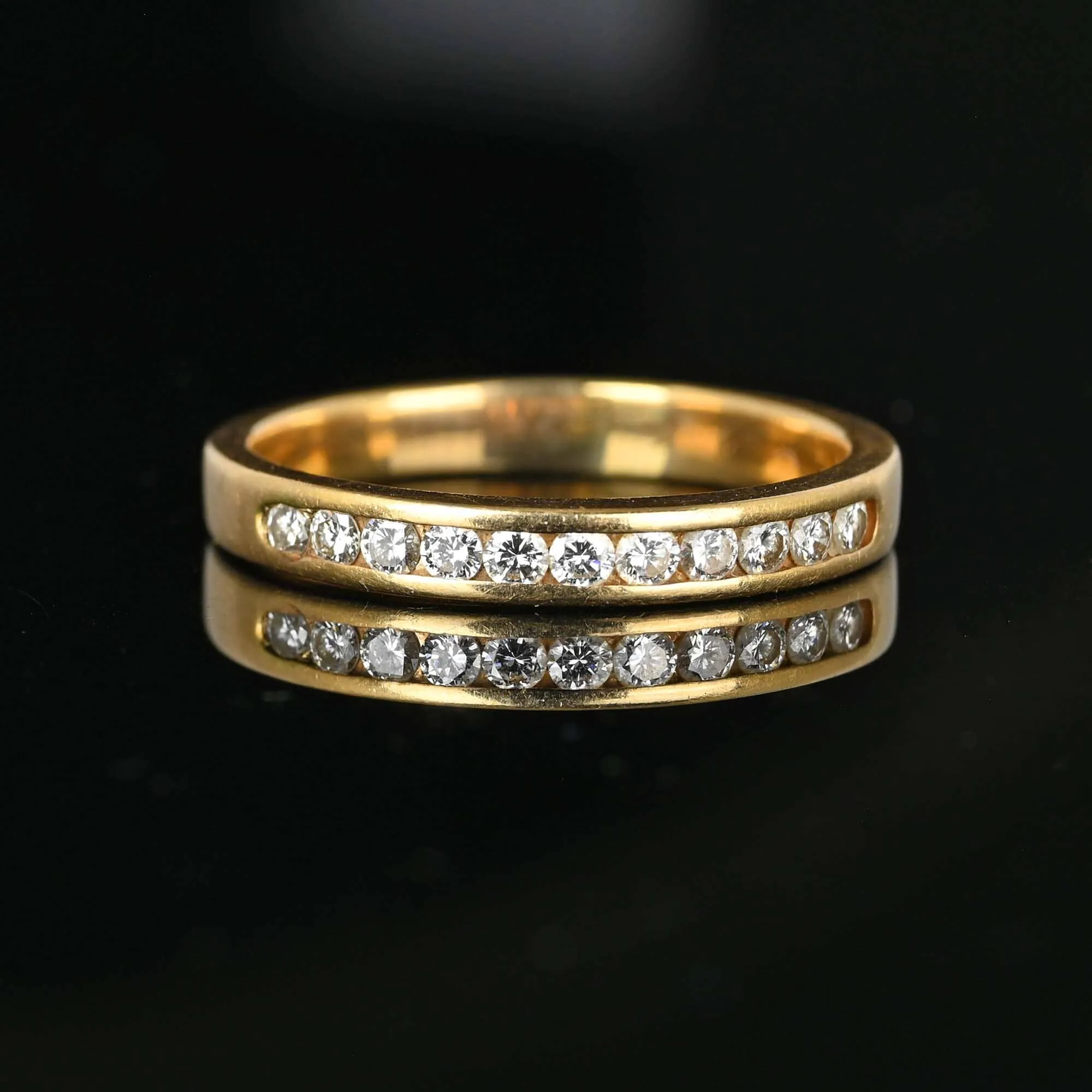 Vintage 14K Gold Half Eternity Diamond Ring Band