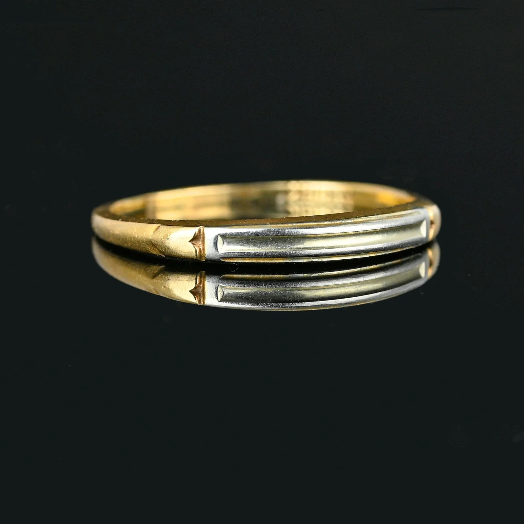 Vintage 14K Yellow & White Gold Two Tone Band Ring