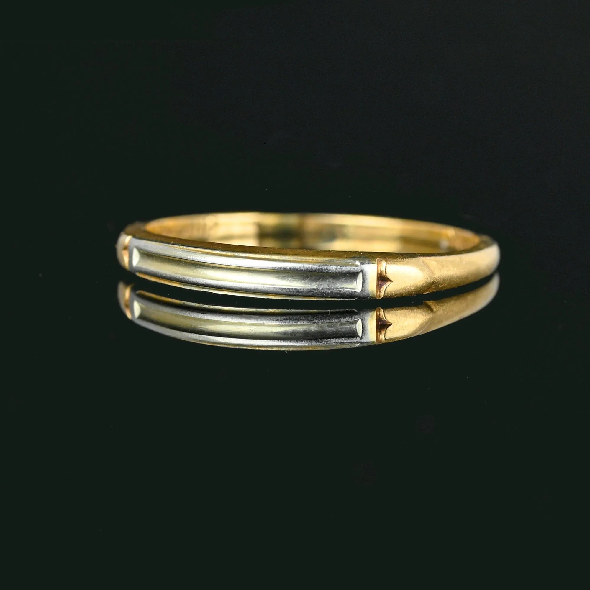 Vintage 14K Yellow & White Gold Two Tone Band Ring