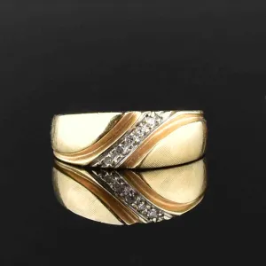 Vintage Diamond 14K Gold Band Ring, Sz 7.5