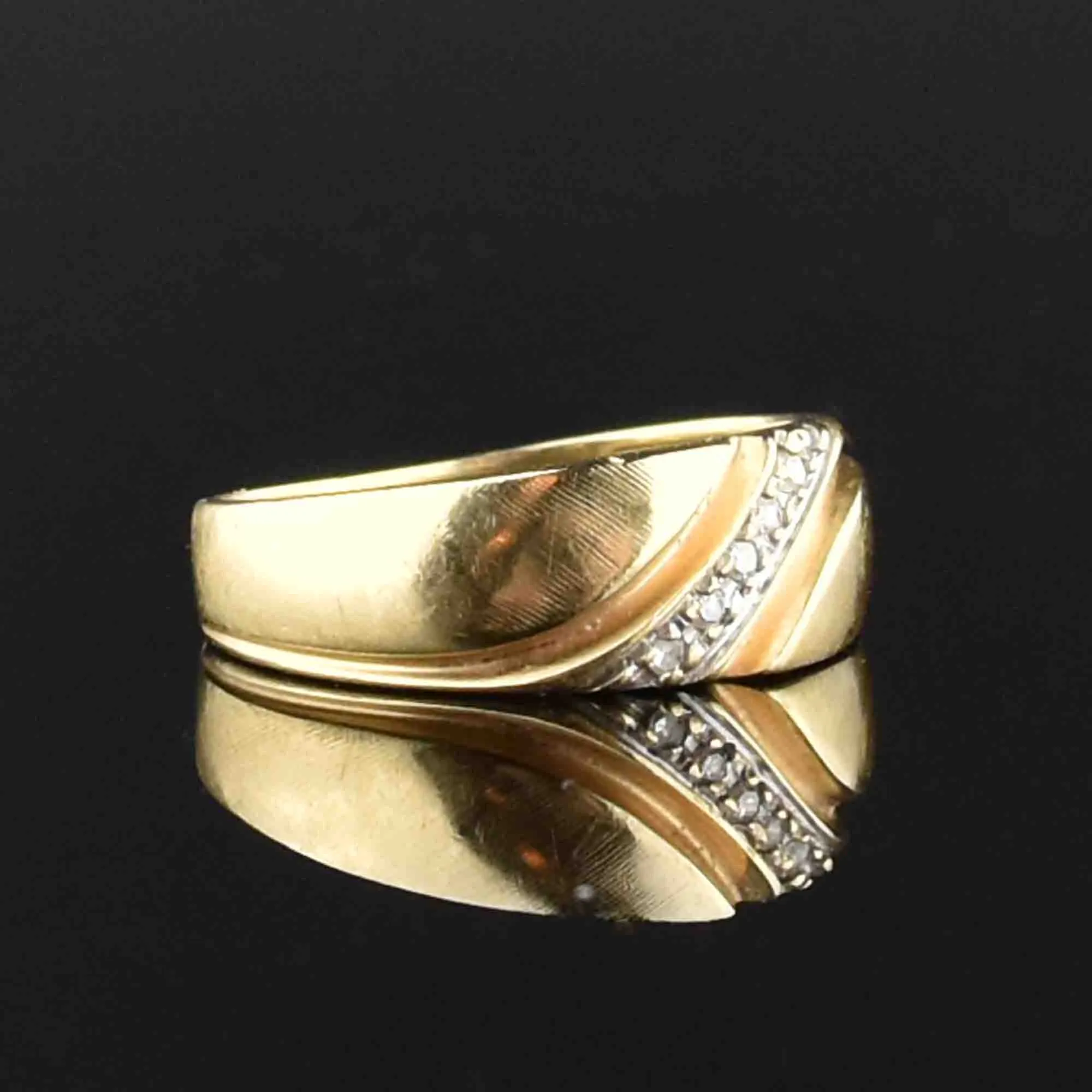 Vintage Diamond 14K Gold Band Ring, Sz 7.5