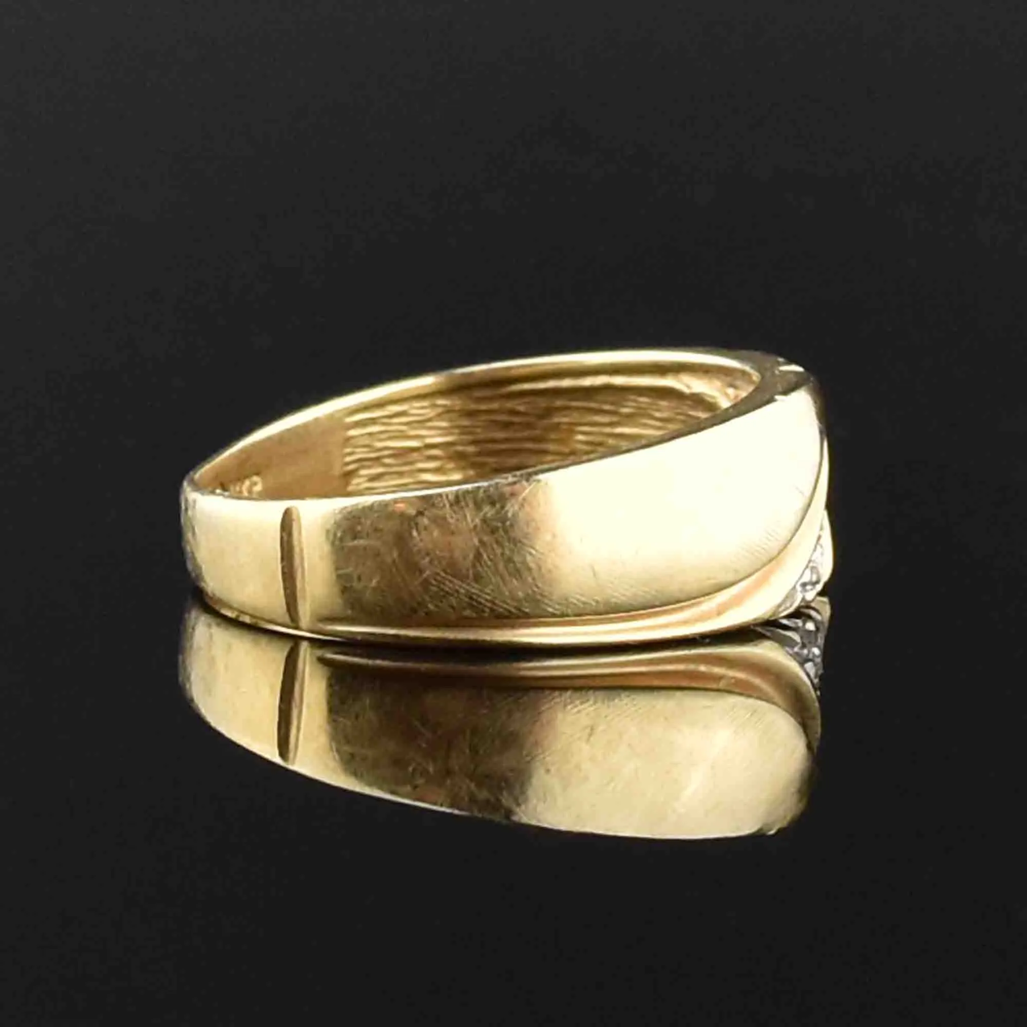 Vintage Diamond 14K Gold Band Ring, Sz 7.5