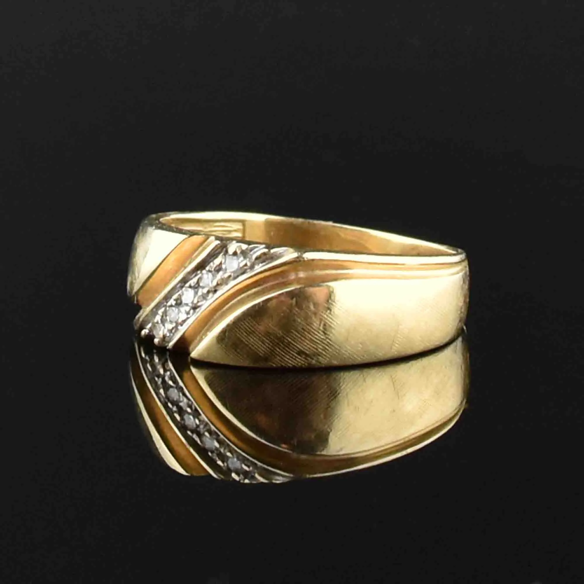 Vintage Diamond 14K Gold Band Ring, Sz 7.5