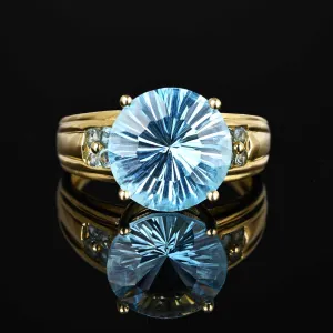 Vintage Fancy Cut Blue Topaz Ring in 14K Gold