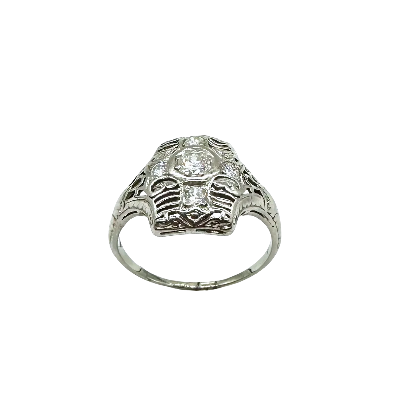 Vintage Platinum Filigree Diamond Ring