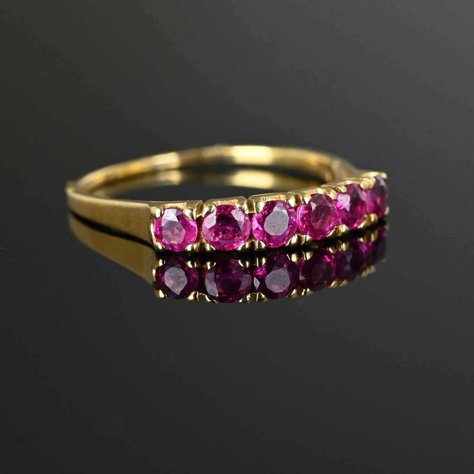 Vintage Six Stone Ruby Ring Band in 14K Gold