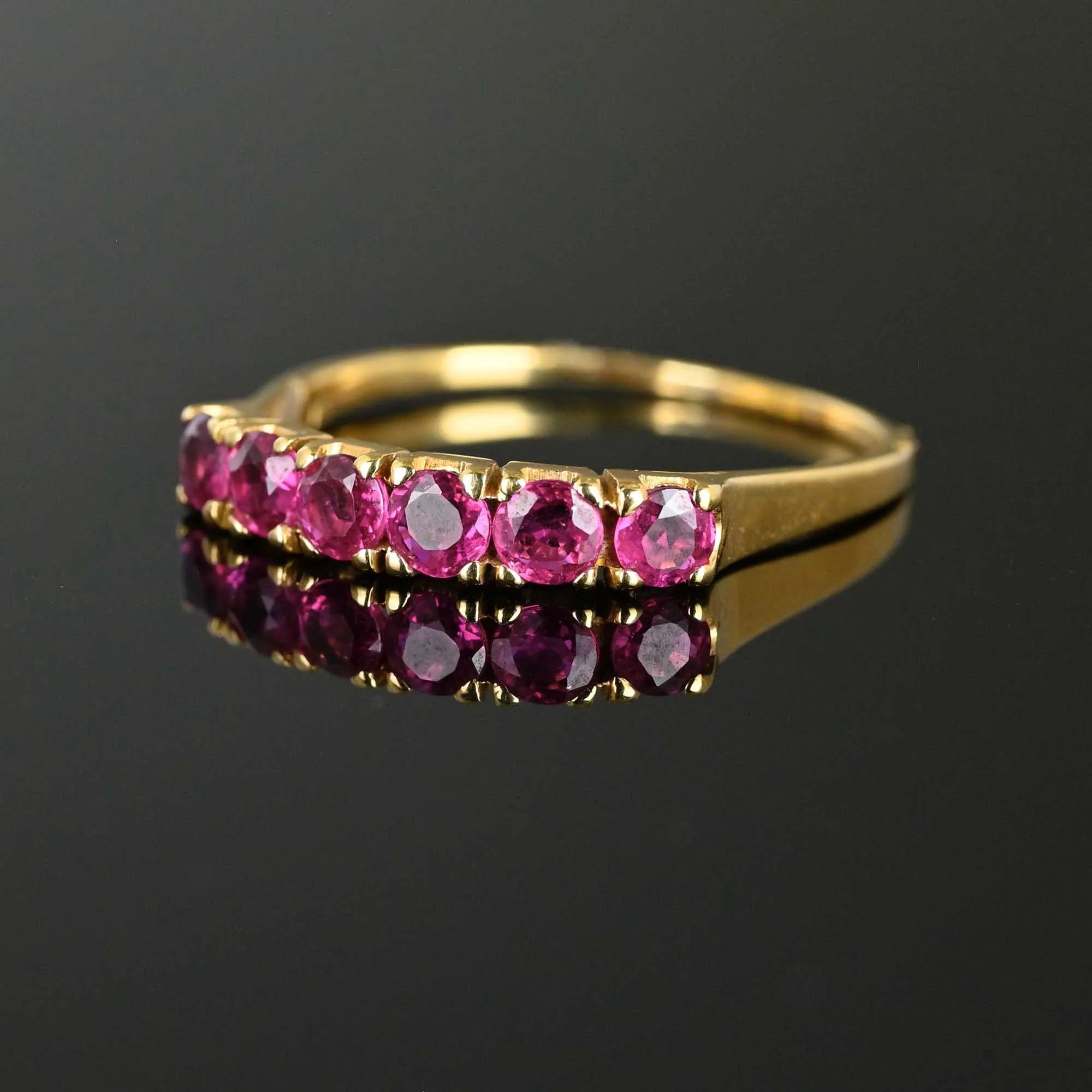 Vintage Six Stone Ruby Ring Band in 14K Gold