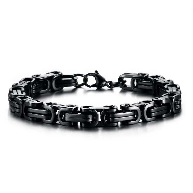 Vnox Stylish Byzantine Chain Bracelet for Men Women Boys, Waterproof Stainless Steel Link Wristband, 4/5/6/6.5/8mm Wide