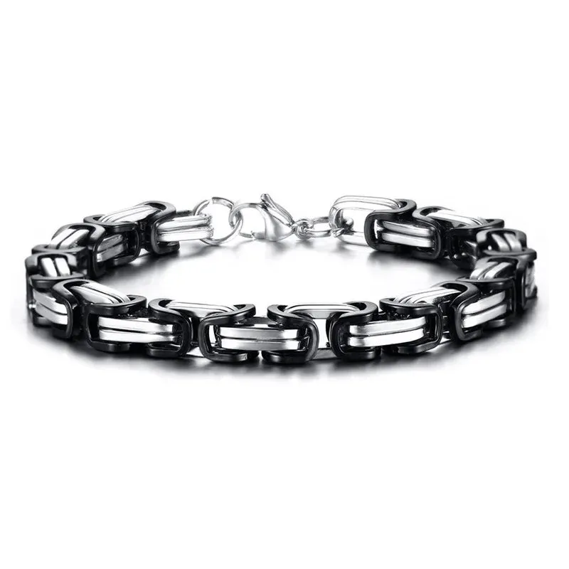 Vnox Stylish Byzantine Chain Bracelet for Men Women Boys, Waterproof Stainless Steel Link Wristband, 4/5/6/6.5/8mm Wide