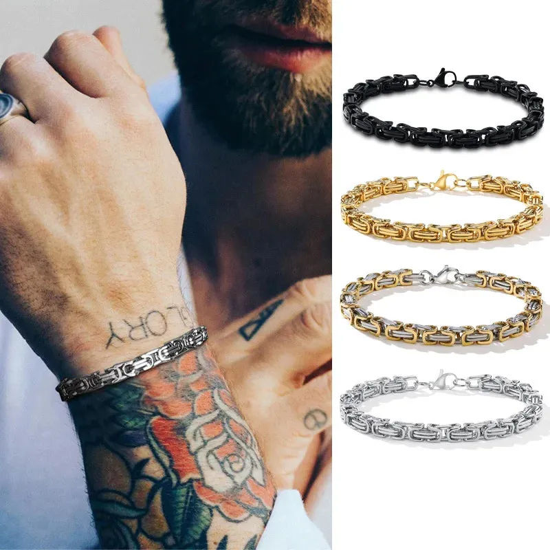 Vnox Stylish Byzantine Chain Bracelet for Men Women Boys, Waterproof Stainless Steel Link Wristband, 4/5/6/6.5/8mm Wide