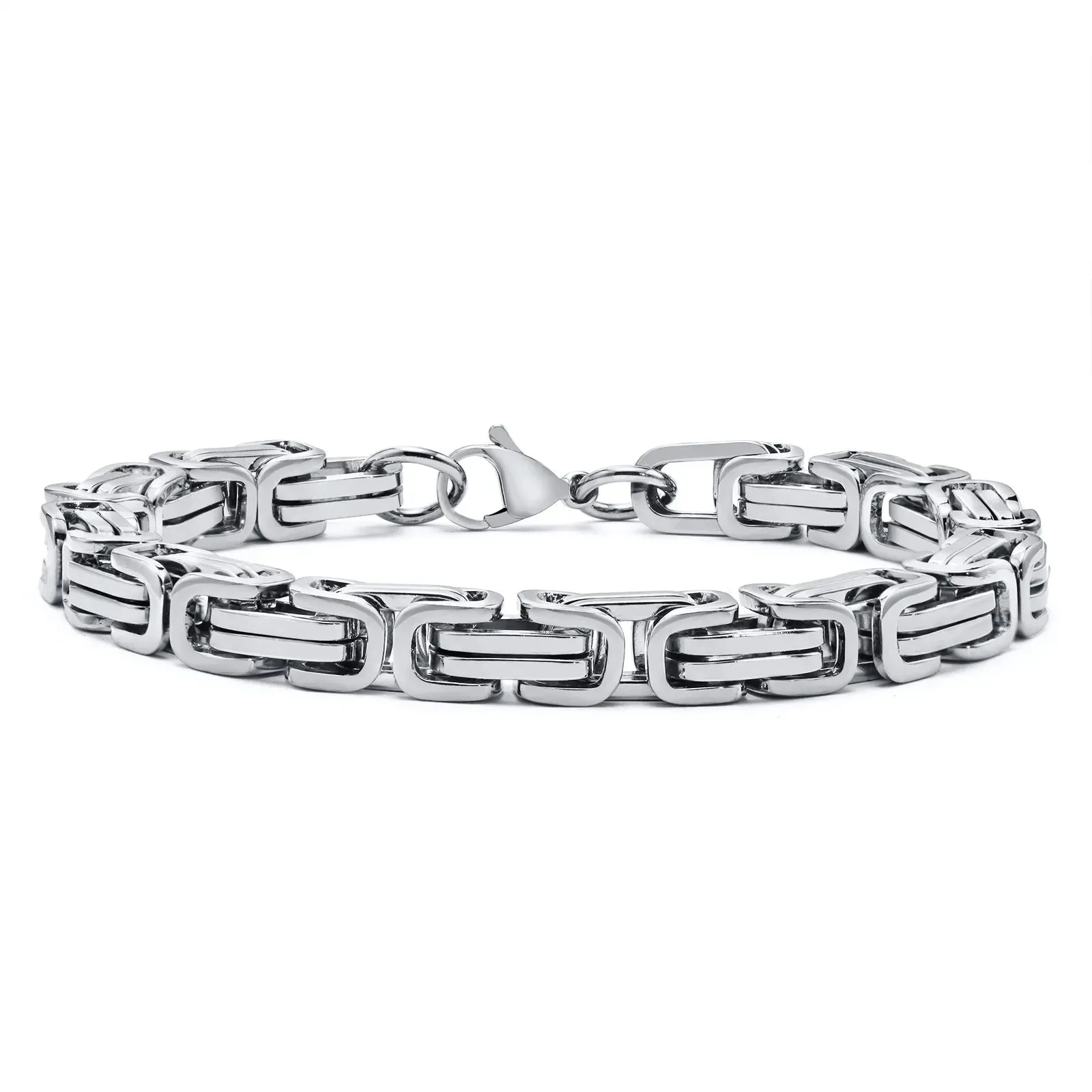 Vnox Stylish Byzantine Chain Bracelet for Men Women Boys, Waterproof Stainless Steel Link Wristband, 4/5/6/6.5/8mm Wide