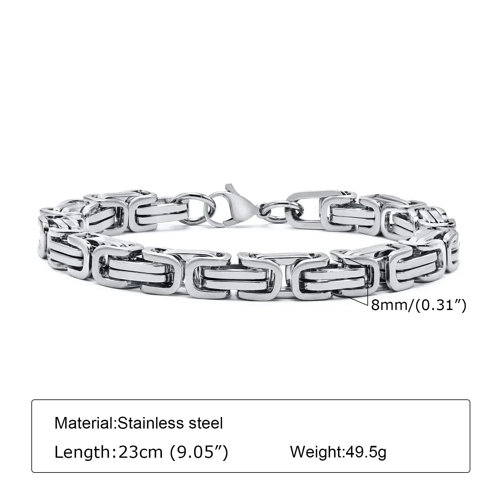 Vnox Stylish Byzantine Chain Bracelet for Men Women Boys, Waterproof Stainless Steel Link Wristband, 4/5/6/6.5/8mm Wide