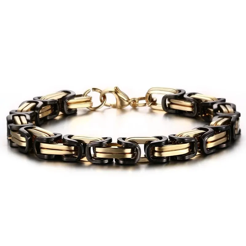 Vnox Stylish Byzantine Chain Bracelet for Men Women Boys, Waterproof Stainless Steel Link Wristband, 4/5/6/6.5/8mm Wide