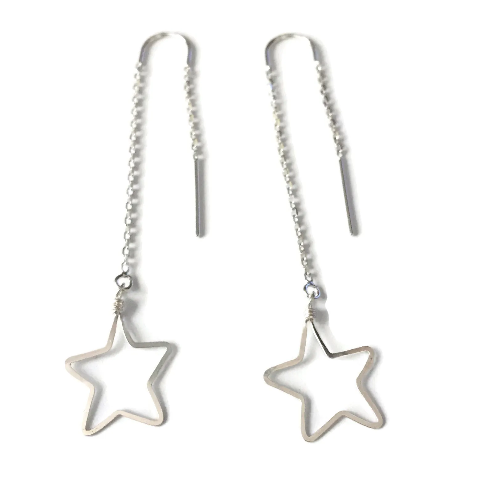 W- medium star threader earrings MSTE-*