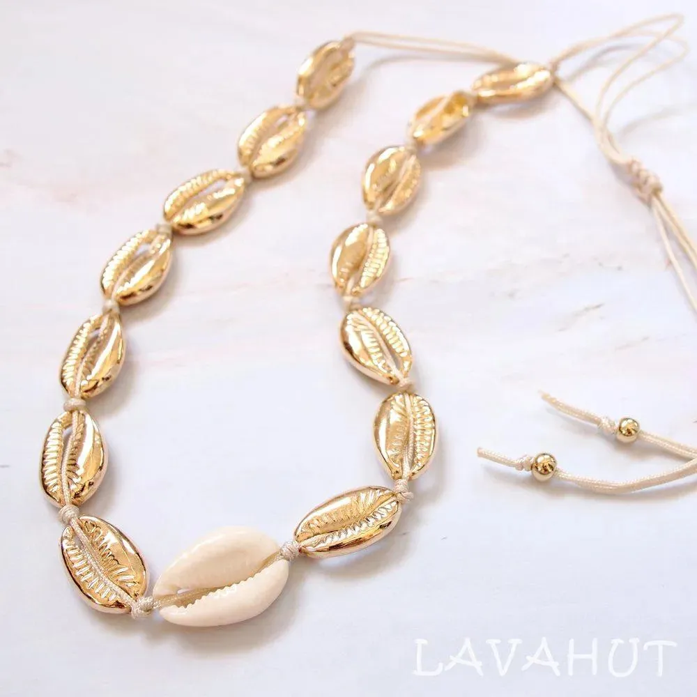 Waikiki Cowry Gold Hawaiian Necklace