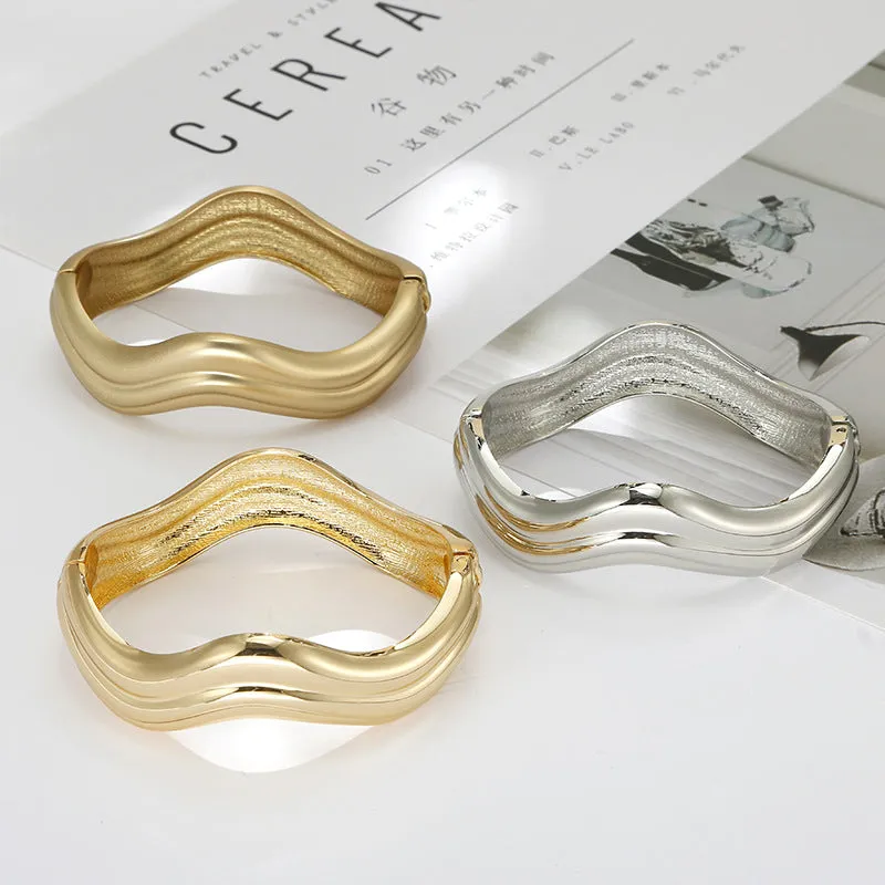 Wave Pattern Zinc Alloy Bracelet - Vienna Verve Collection